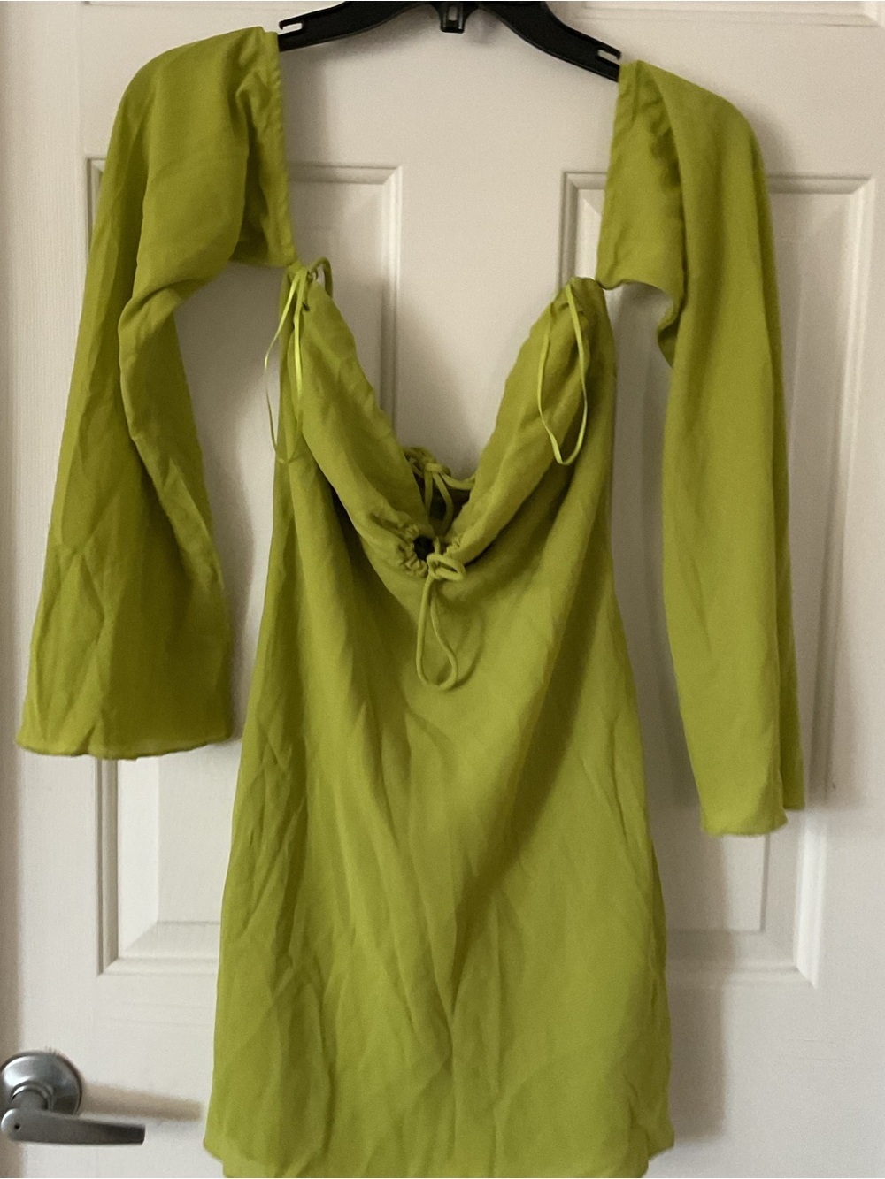 Miss Lola Lime Green Off-Shoulder Mini Dress - Picture 5 of 8